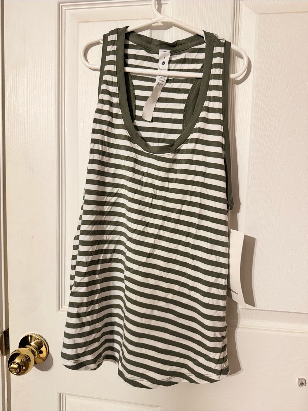 Lululemon striped Racerback Tank Top in Olive & White - small